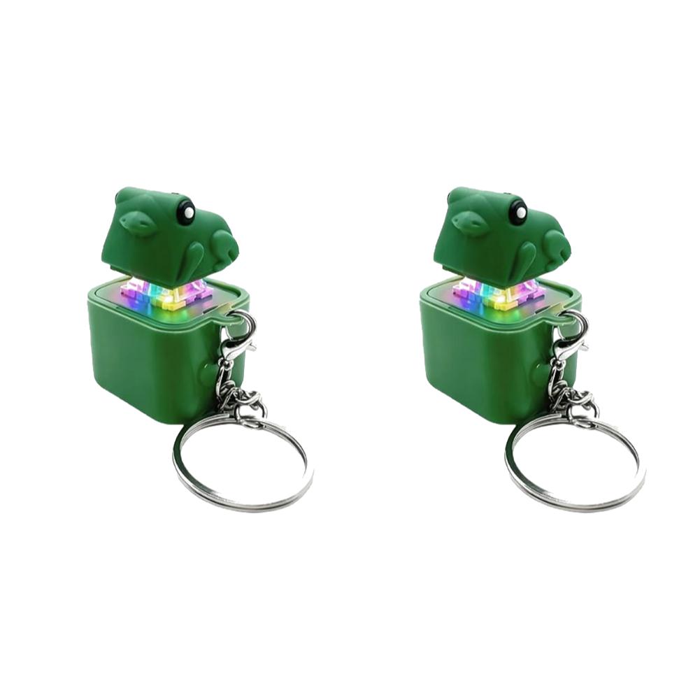 Flash Effects Lizard Button Keychain with Croaking Sound & LED Light Funny Rechargeable Lizard Fidget Clicker Toy for Adult Kids