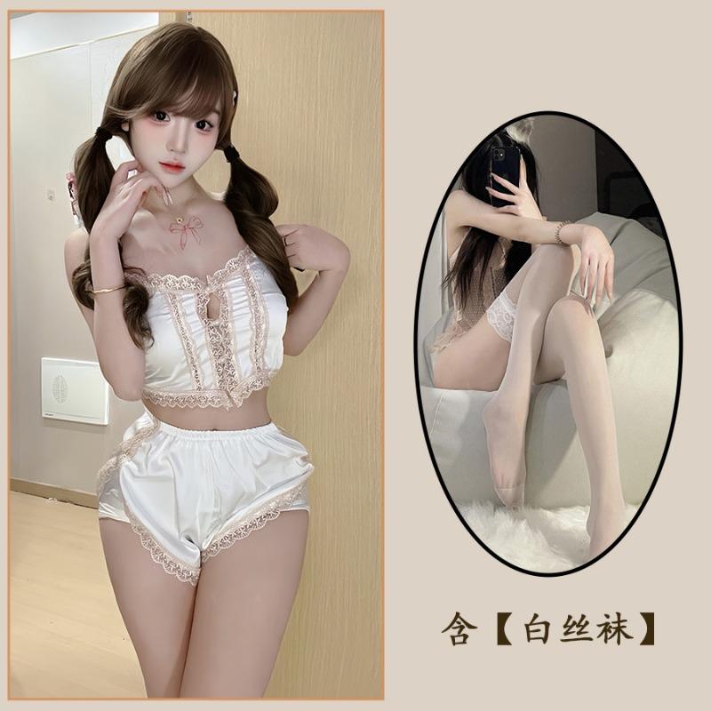 Sex Underwear Large Size Pajamas Sexy Temptation Splicing Free Split Lace Lace Suspender Qqny Set