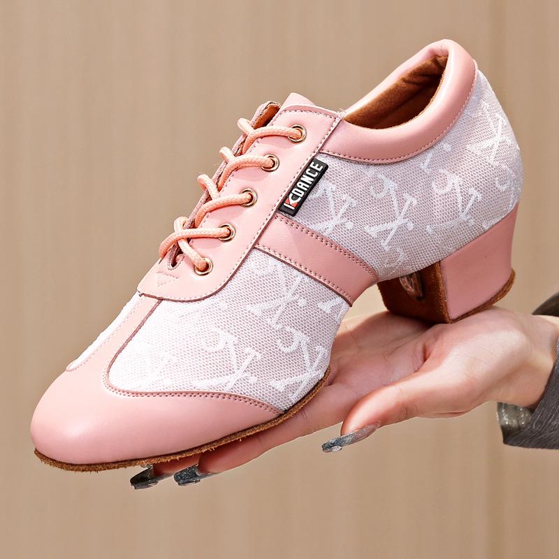 

Латинские танцевальные туфли для взрослых женщин, туфли для преподавателя, мягкие туфли для бальных танцев в помещении, тренировочные туфли, туфли для социальных и современных танцев 34 розовый