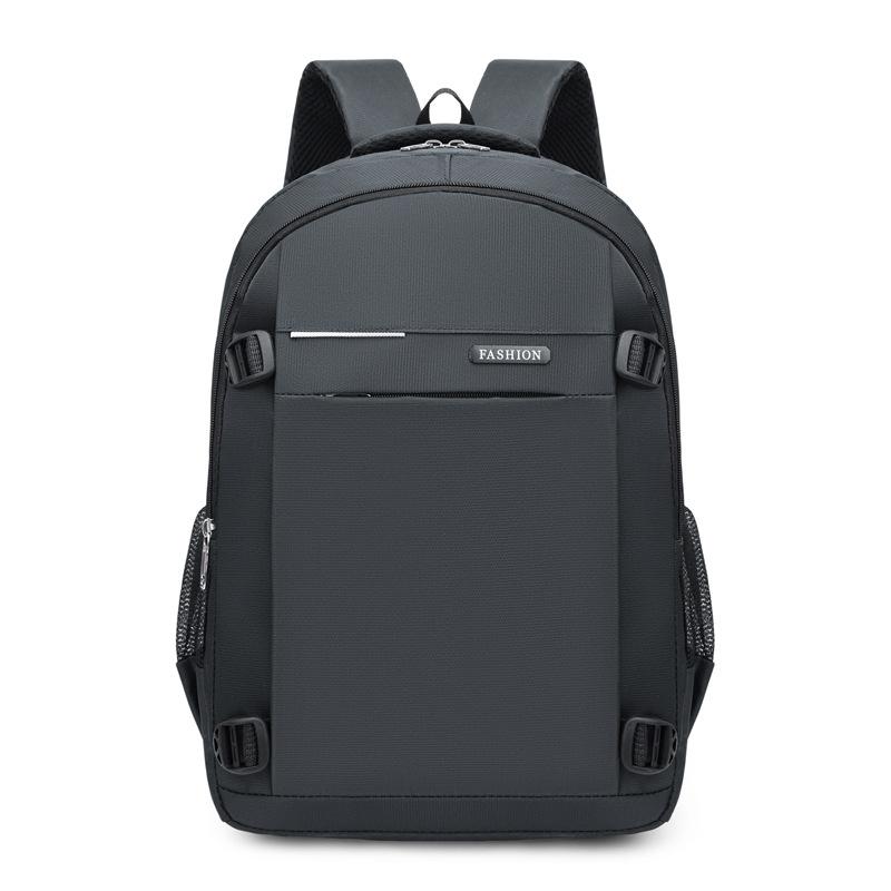 Minimalist Backpack with Front Zipper Pocket and Side Mesh Pockets серый