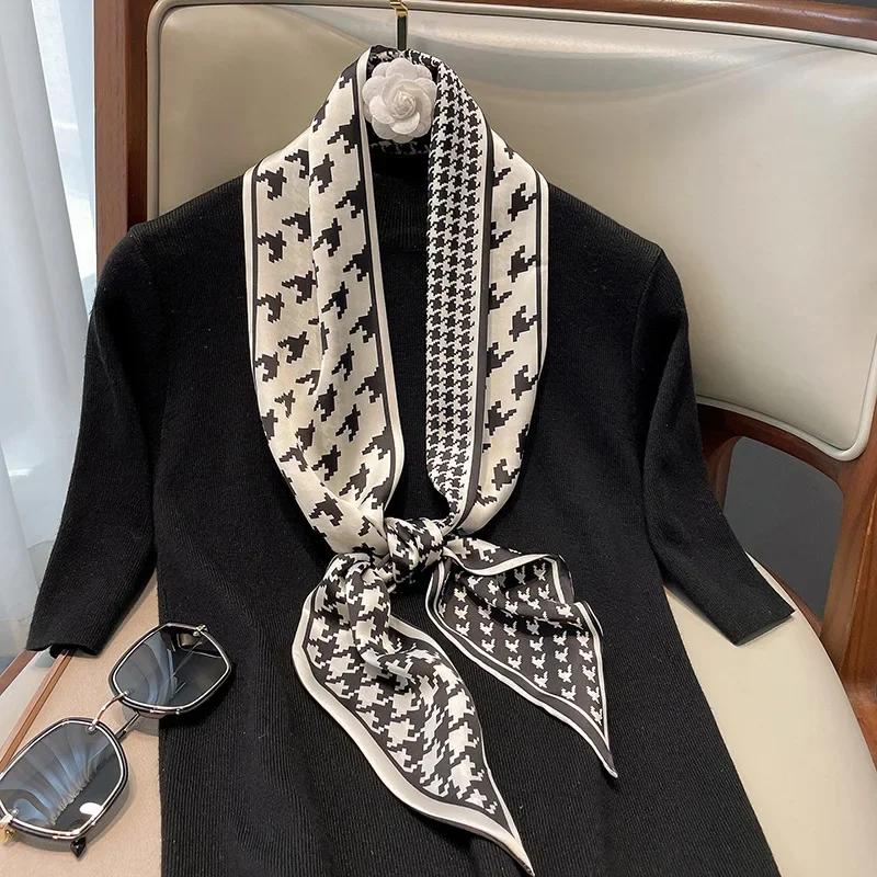 Vintage Horse Print Long Hair Band Ribbon For Women Silk Hair Accessories Trend Girl Bow Scarf Headband Hair Tie