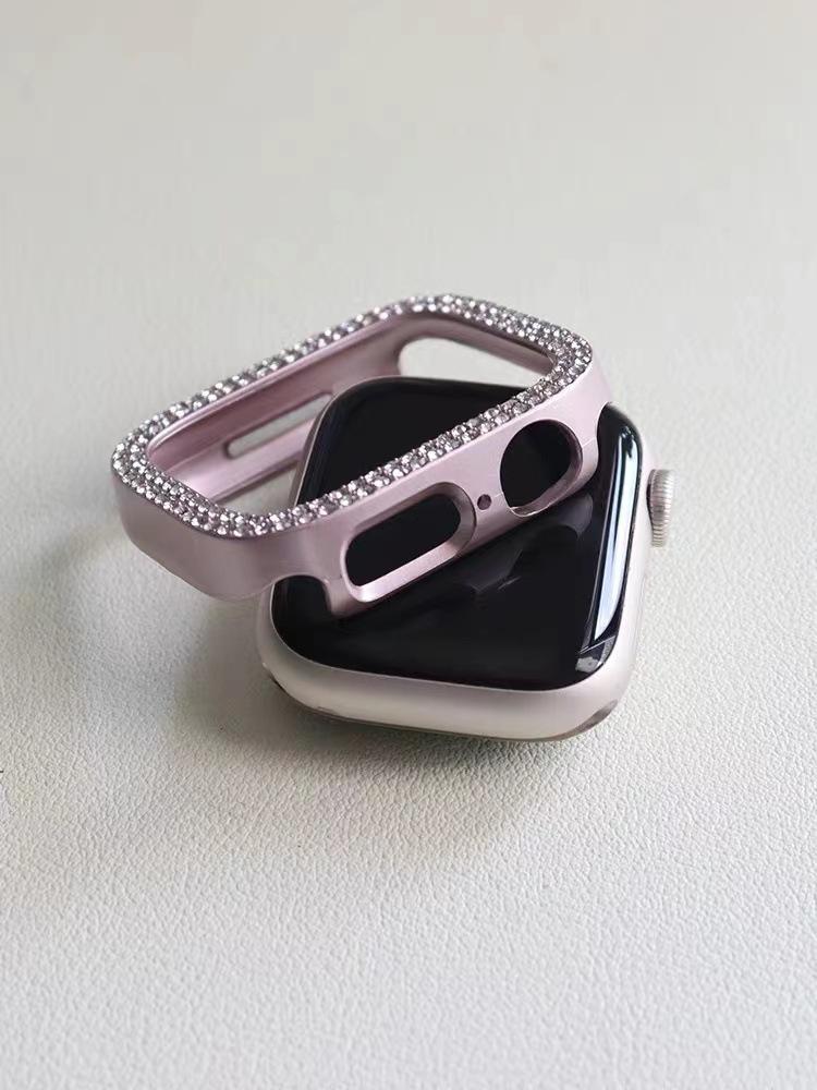 Suitable for applewatchS10/11 double-row drill case Apple Watch iwatch9876se hollow half-pack case