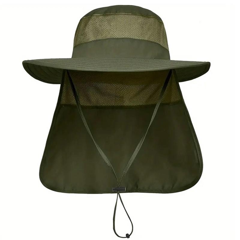 Men'S Sun Protection Hunting Hat Wide Brim Fishing Hiking Hat With Neck Guard Brim Suitable For Garden Work