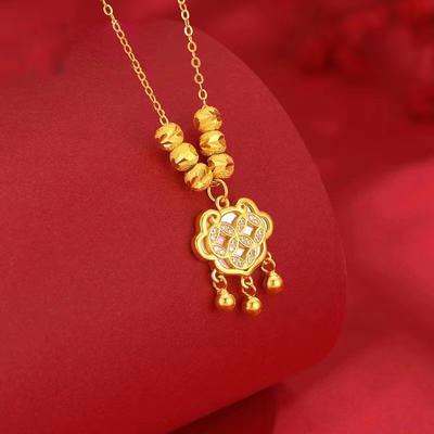 Collier Cadenas Zhaocai Ping An Style National Pendentif Pièce de Cuivre Luxe Léger Simple Cadeau de Vacances Chaîne Clavicule Commence la Traductionjavascript:;