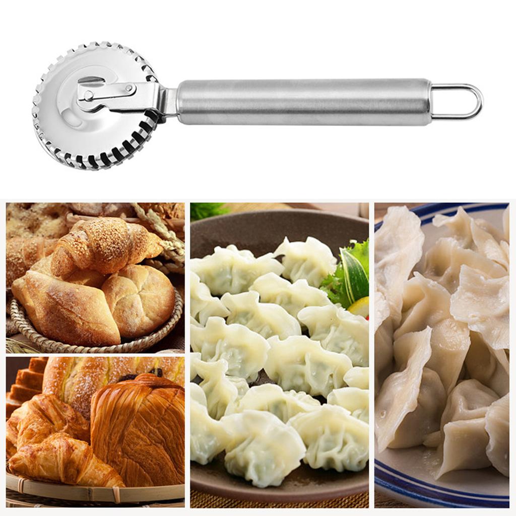 Cortador de Ravioles de Acero Inoxidable con Mango Ergonómico para Cortar y Sellar Masa y Pastelería, Horneado Casero