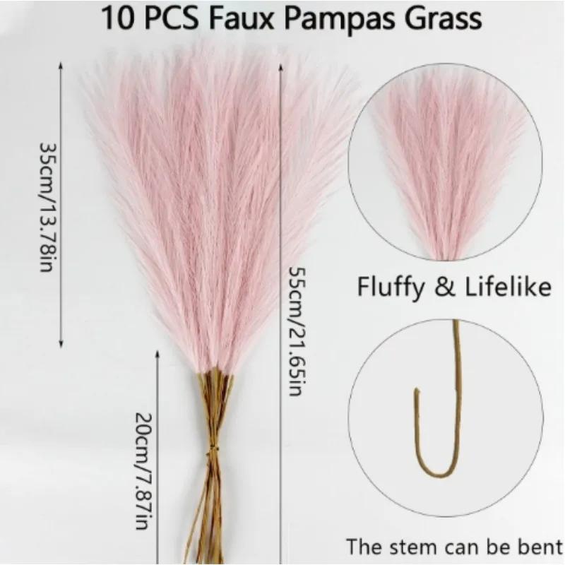 

10 шт. 55 см искусственный имитационный тростник богемный декоративный цветок пампасная трава свадебное украшение для дома розовый