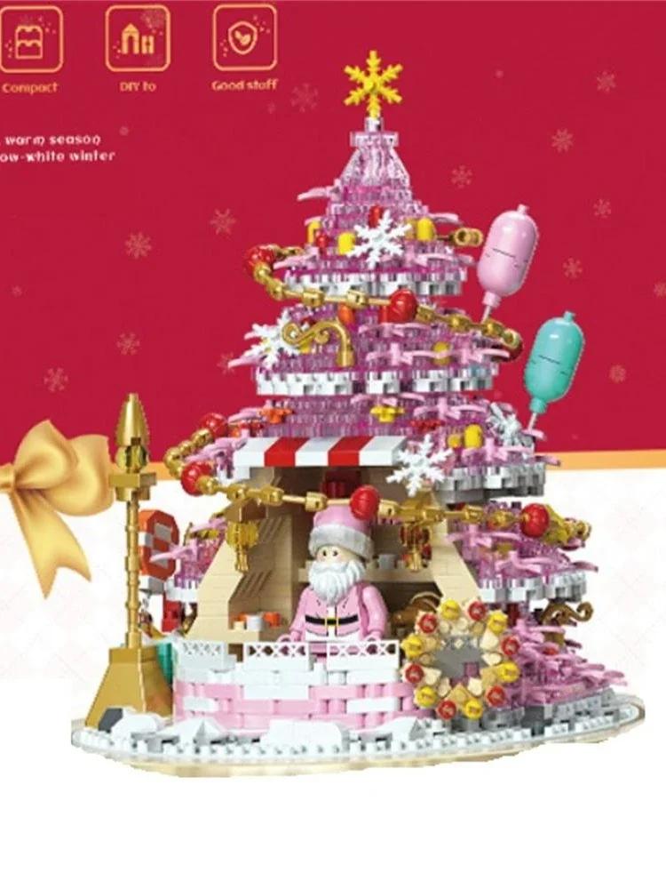 Latest Small Blocks Fun Christmas Tree Goods Music Box Santa Claus Construction Blocks Toy Adults Present Xmas New Year Girl  Yg