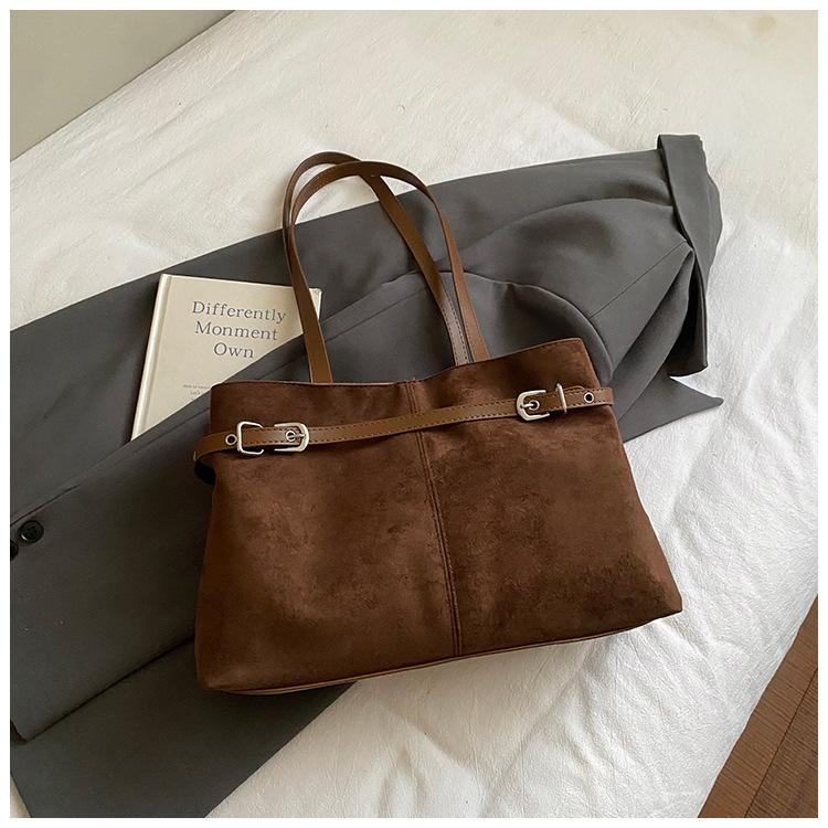 Suede Large Capacity Bag Women's Winter New Retro Fashion Armpit Bag Commuter Simple Tote Bag