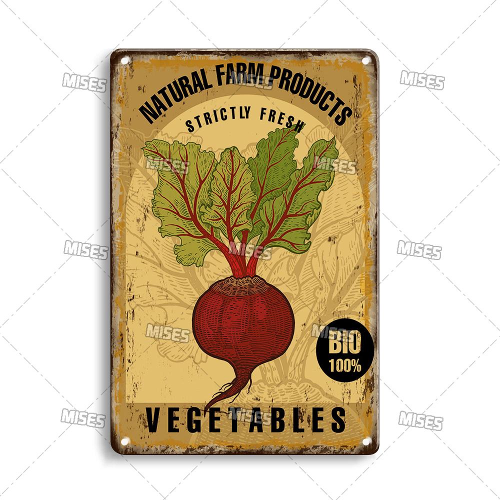 MISES Fruit And Vegetable Metal Poster Decorative Plate Kitchen Vintage Poster Home Bar Farm Industrial Decor Metal Tin Sign