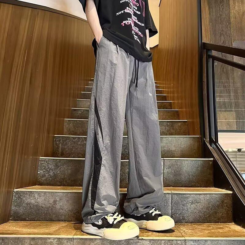 High Street Tide Harlan Quick Drying Boys Summer Color Matching Trend Thin Loose Straight Overalls