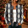 Women's Casual Plaid Print Long Sleeve Button Front Knit Cardigan Sweater Outerwear