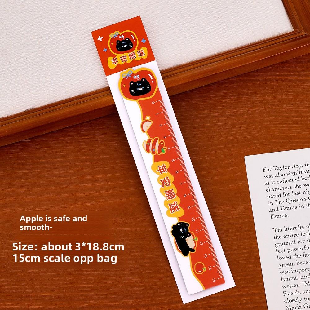 

Cartoon Apple Magnetic Bookmark Ruler, Student Flexible Ruler, Cute and Girlish, Inspiring Stationery Magnetic Straight Ruler Ping an