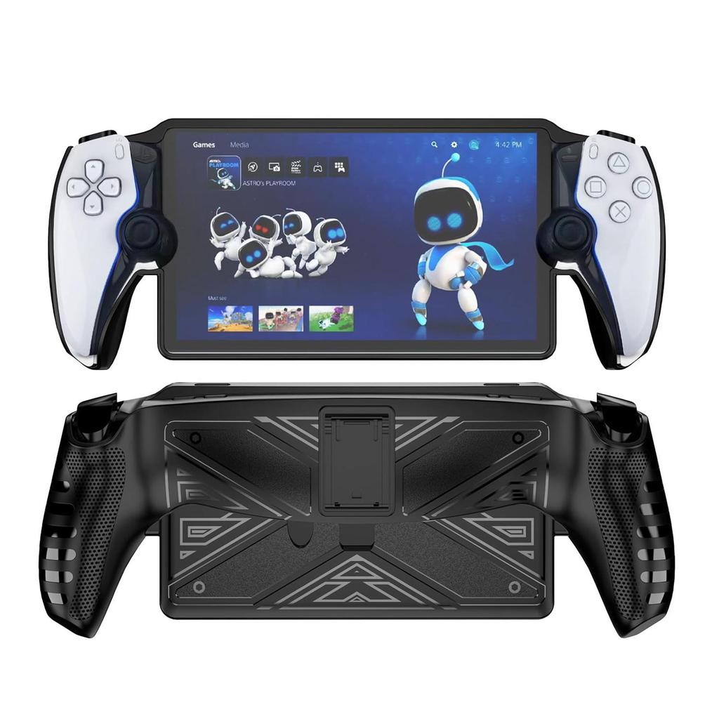 Protective Case Cover for Playstation Portal Game Console-Soft TPU Kickstand Case Cover with Stand for Ps Portal Accessories Skin