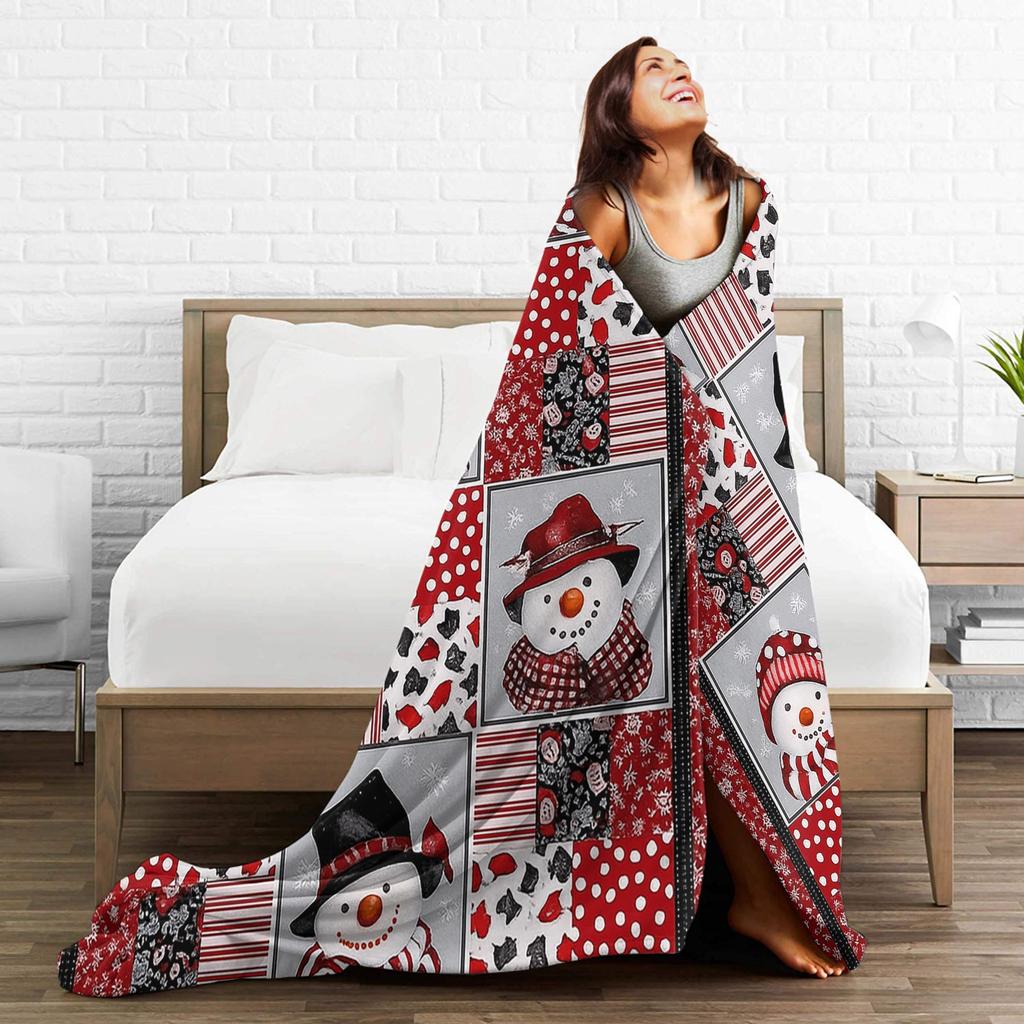 Warm BlanketsGirls Boys Decorative Christmas Santa Throw Blanket  Flannel Bedspread Couch Chair Sofa Bed Sofa Bed Cover