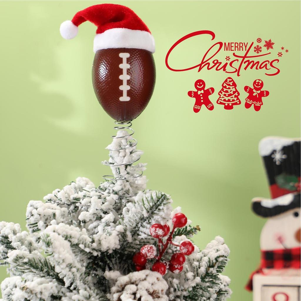 Christmas Tree Top Soccer Football Tree Topper With Hat Decor Christmas Home Ornament For Outdoor Winter Holiday Studio Nursery