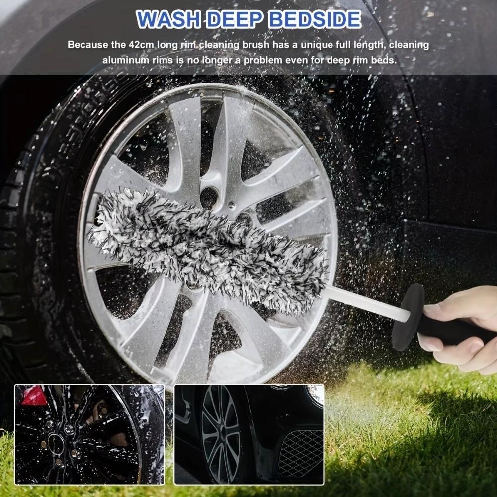 Non-Slip Car Wheels Brush Long Handle Wheel Details Cleaning Tool Plush Cleaning Brushs