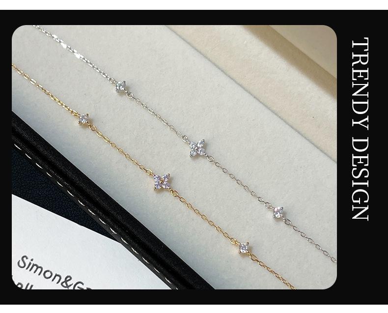 925 Sterlingsilber Diamant Kleeblatt Damenarmband – Luxuriöser Milchstraßen-Glanz, Elegant & Vielseitig.