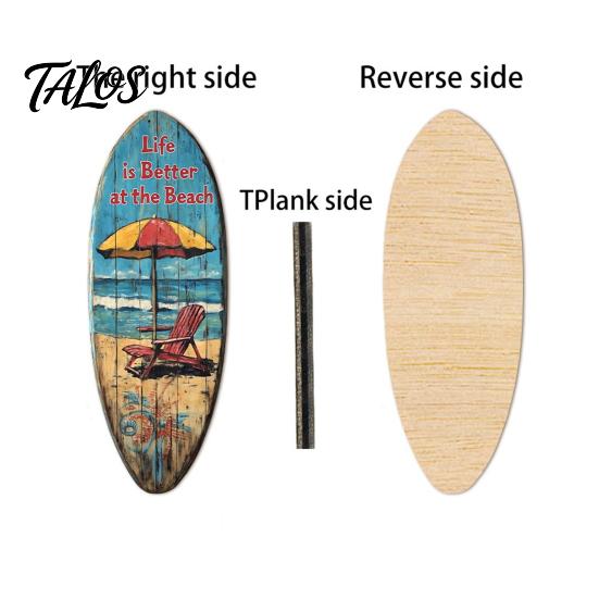 1/3Pcs Surfboard Plaque Decoration, Solid Wood Vintage Coastal Wall Sign, Retro Seaside Style Wall Art Ornament for Indoor Outdoor Use