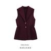 Kaslead New Arrival Women's Clothing Fashion Style Ruched Lapel Sleeveless Knitting Vest Jacket 4192023 610