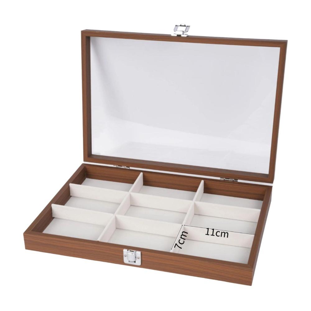 Retro Jewelry Display Tray Decorative Soft Lining Watch Display Tray with Compartments Visible Jewelry Box Necklace Storage