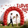 I Love You Heart Balloons With Fake Rose Petals Aluminum Foil Balloon For Valentines Day Wedding Anniversary Romantic Decoration
