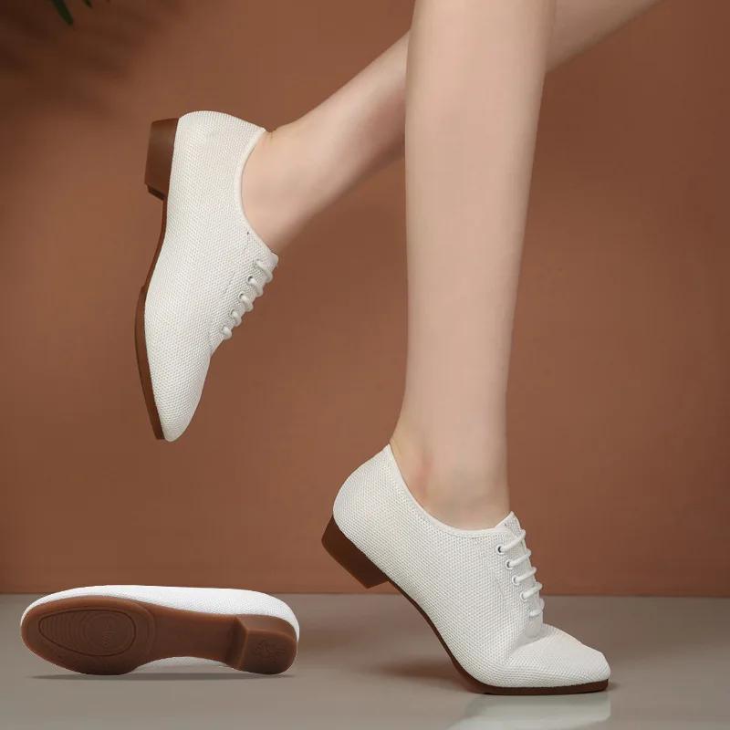 

Женские туфли для танцев (квадратный танец/латина/танго/бальные танцы) с низким каблуком, мягкой подошвой, сетчатые 34