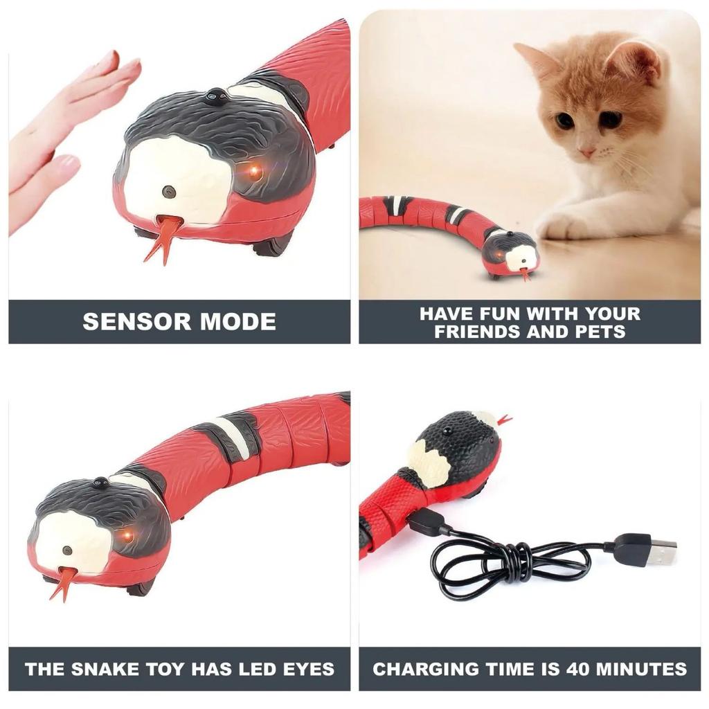 Smart Sensing Snake Automatic Cat Toys Interactive Cat Toys Infrared Charging Accessories Kitten Toys for Pet Dogs Game Play Toy