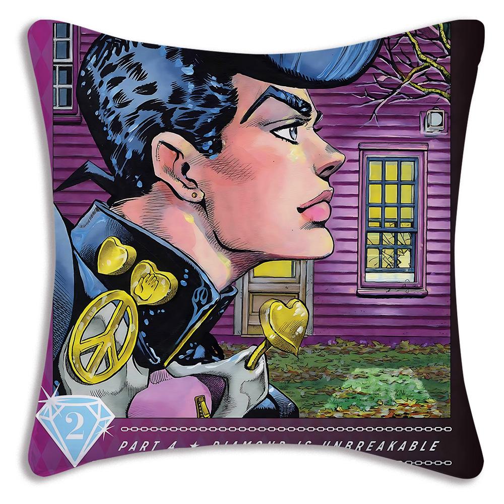 Cute JoJos Bizarre A-Adventure Pillow Covers Cartoon Sofa Decorative Home Double-sided Printing Short Plush Cute Cushion Cover