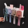 Punch-Free Wall-Mounted Family Toothbrush and Cup Holder Set