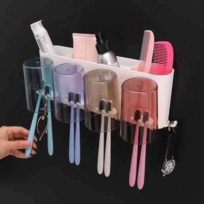 Rodinný držák na zubní kartáčky a kelímky na zeď bez vrtání