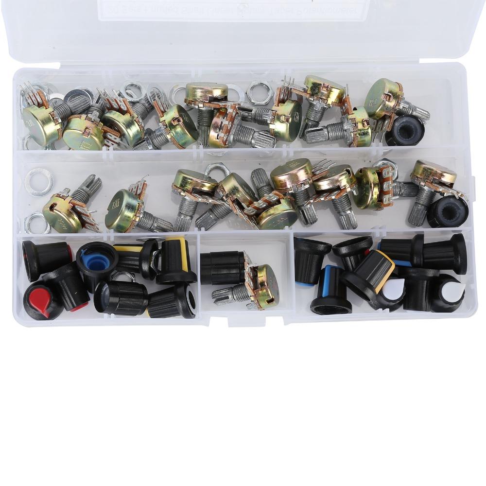 80Pcs with Storage Case Potentiometer Kit with Knob Potentiometer with Knob Electronic Projects