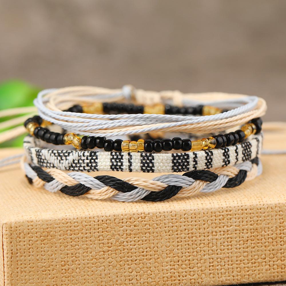 4 /24 Pcs Boho Surfer Bracelet Anklets Braided Bracelet Colorful String Rope Ankle Bracelets Waterproof Summer Beach Zircon