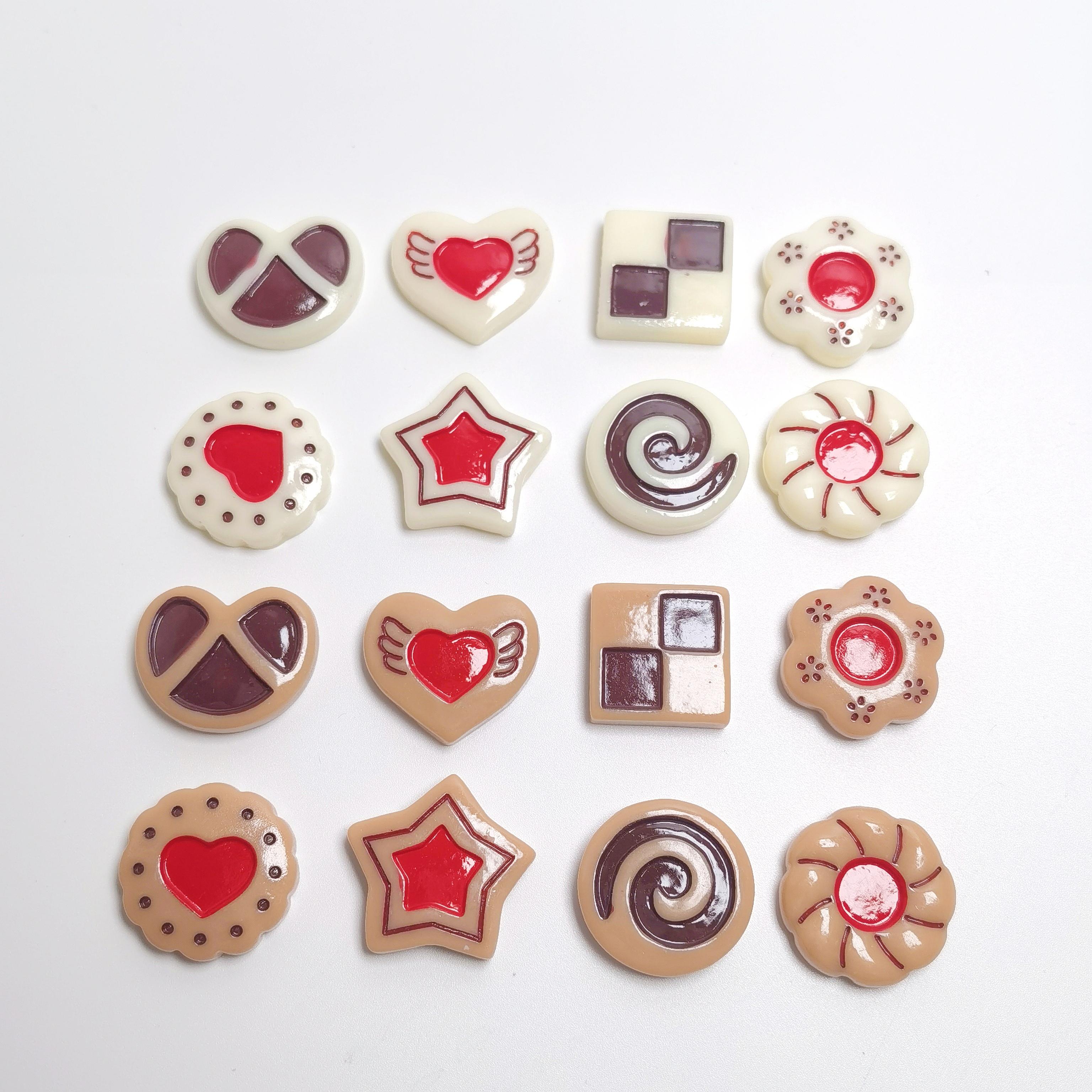 New Sweet 100Pcs/Bag Colorful Chocolate Themed Resin Flatback Cabochons Sweet Dessert Food Toys for DIY Jewelry Making Findings 21*25mm-100pcs/bag