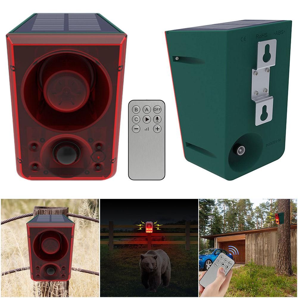 Outdoor Solar Motion Sensor Alarm Loud Noise Maker with Dog Barking Gunshot Sound Solar Infrared Induction Alarm for Home Farm