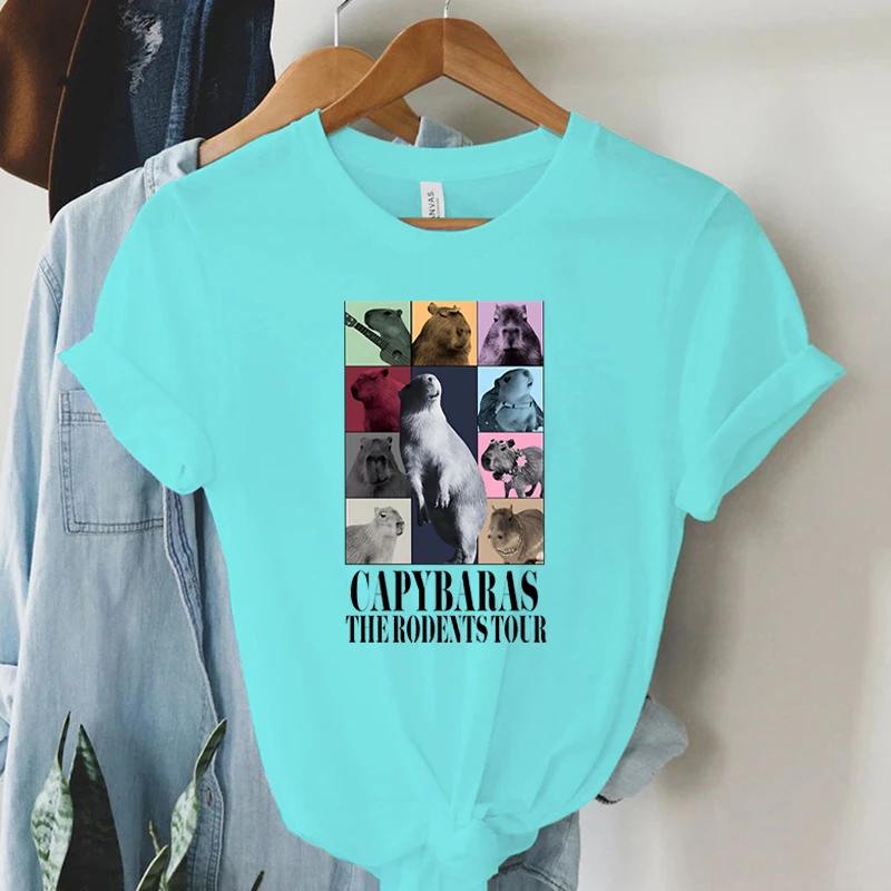 Funny Capybara Womens TShirt The Rodents Eras Tour Meme Graphic T Shirt Tops Summer Vintage Fashion Short Sleeve Women Tshirt