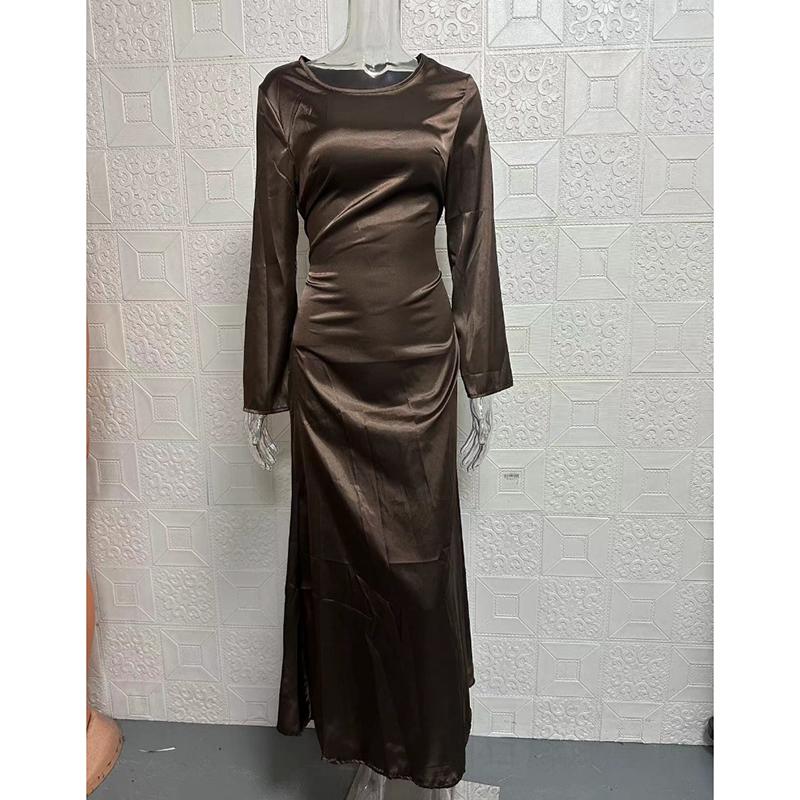 Modisches Langarm-Kleid für Damen, lockeres, sexy Kleid, Frühling und Sommer, mit Schnürung, Temperament, lässige Kleider für Damen, elegante, schmale Passform, langes Party-Club-Kleid 26450