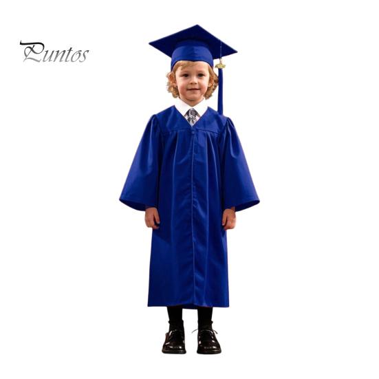 Children Kindergarten Graduation Uniform with Hat And Tassel V Neck Knee Length Long Sleeve Zipper Closure Elementary Graduation Robe Kids Graduation