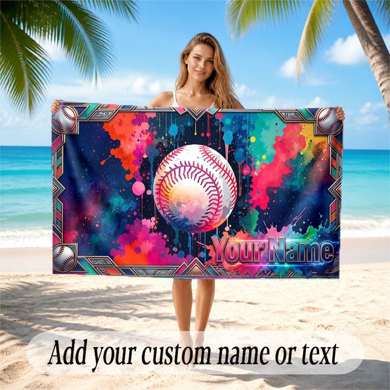 Fantasy Magic Theme Soft Beach Towel Personalized Custom Name Text Towel Portable for Beach Pool Travel
