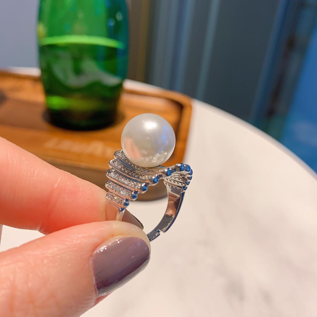 Wish Ao Fritillary Pearl Women's Ring Fashion Creative Jewelry, Adjustable Ring Hand