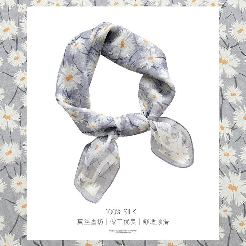 Lilac dandelion silk chiffon square scarf women s simple silk silk scarf breathable sunscreen yarn scarf mulberry silk 65*65