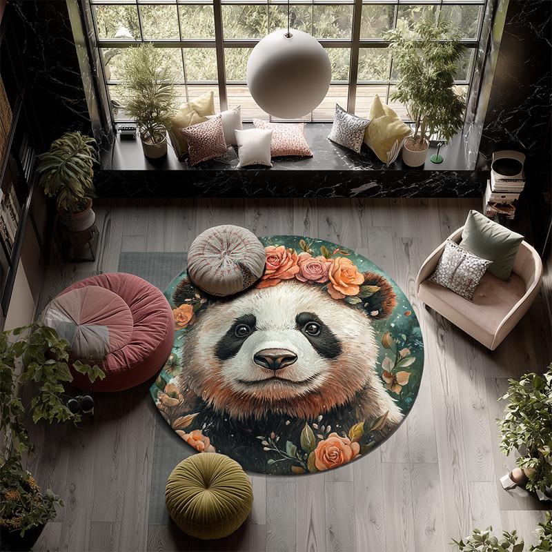 Animals,Round Area Rug,Carpet Rug for Living Room Bedroom Sofa Playroom Decor,Non-slip Floor Mat