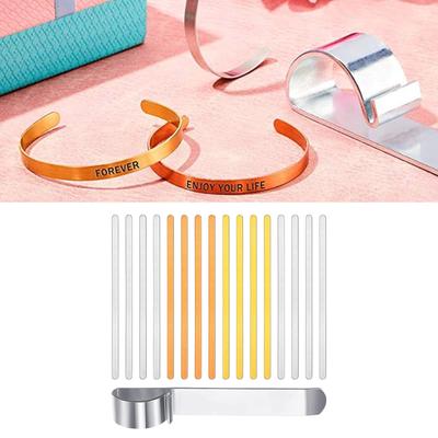 Lot de 17 Bracelets Vierges Solides en Alliage et Outil de Cintrage Portable pour Projets d'Outils de Fabrication de Bijoux Personnalisés Fournitures