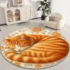 Round Cute Kitten Rug Vintage Pattern Office Mat Bedroom Desk Mat Kids Play Reading Area Carpet Non Slip Floor Cover Home