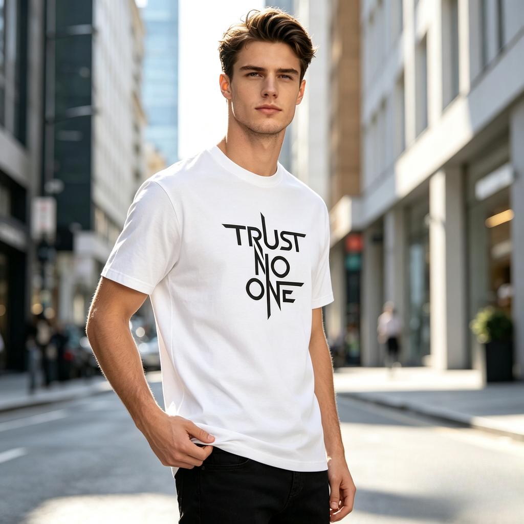 Unisex Streetwear Tshirt Trust No One Letter Print Minimalist Typography Casual Daily Street Top