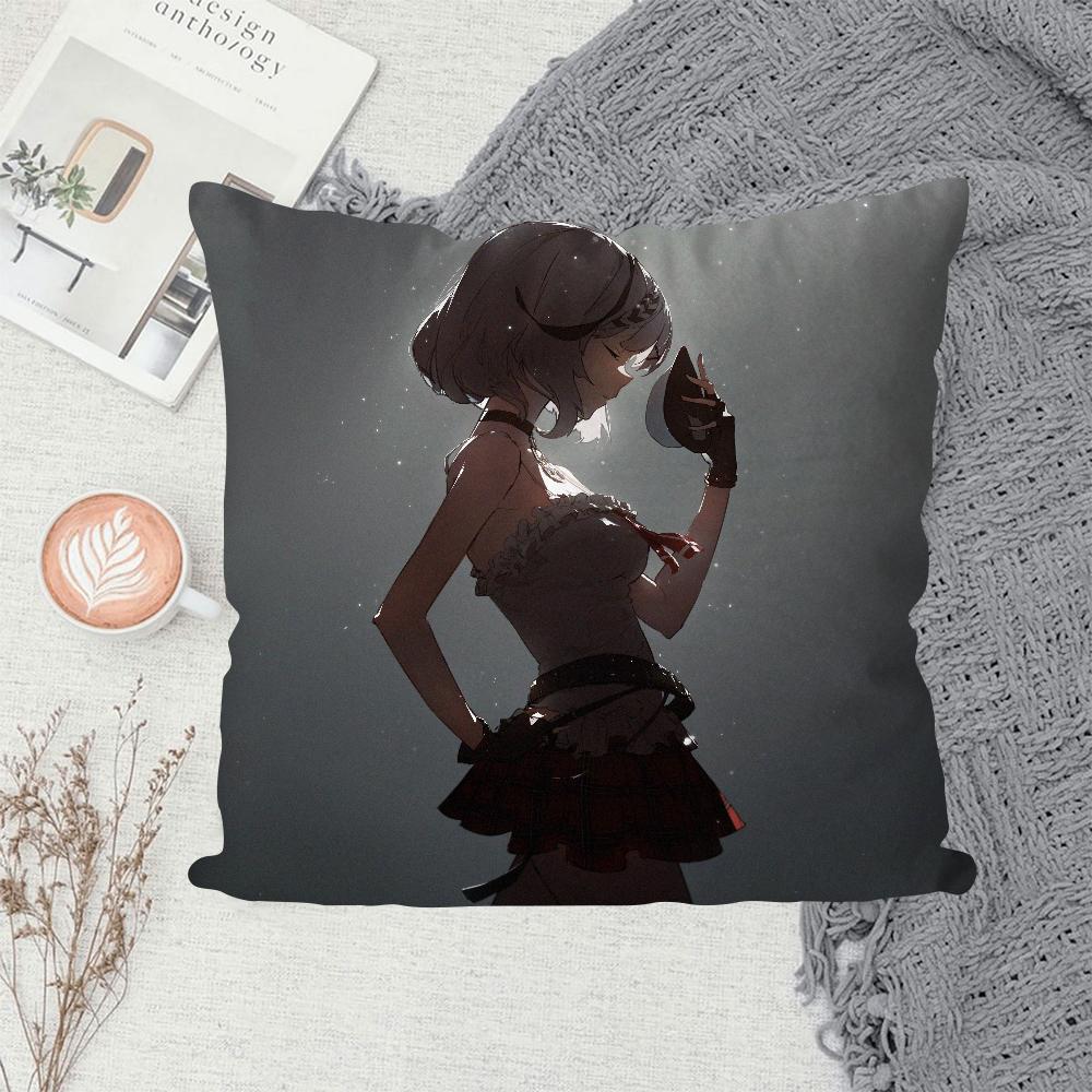 1PC Anime Girl Hololive Sakamata Chloe Game Pillow Case Sofa Decorative Home Double-sided Printing Short Plush Cushion Cover