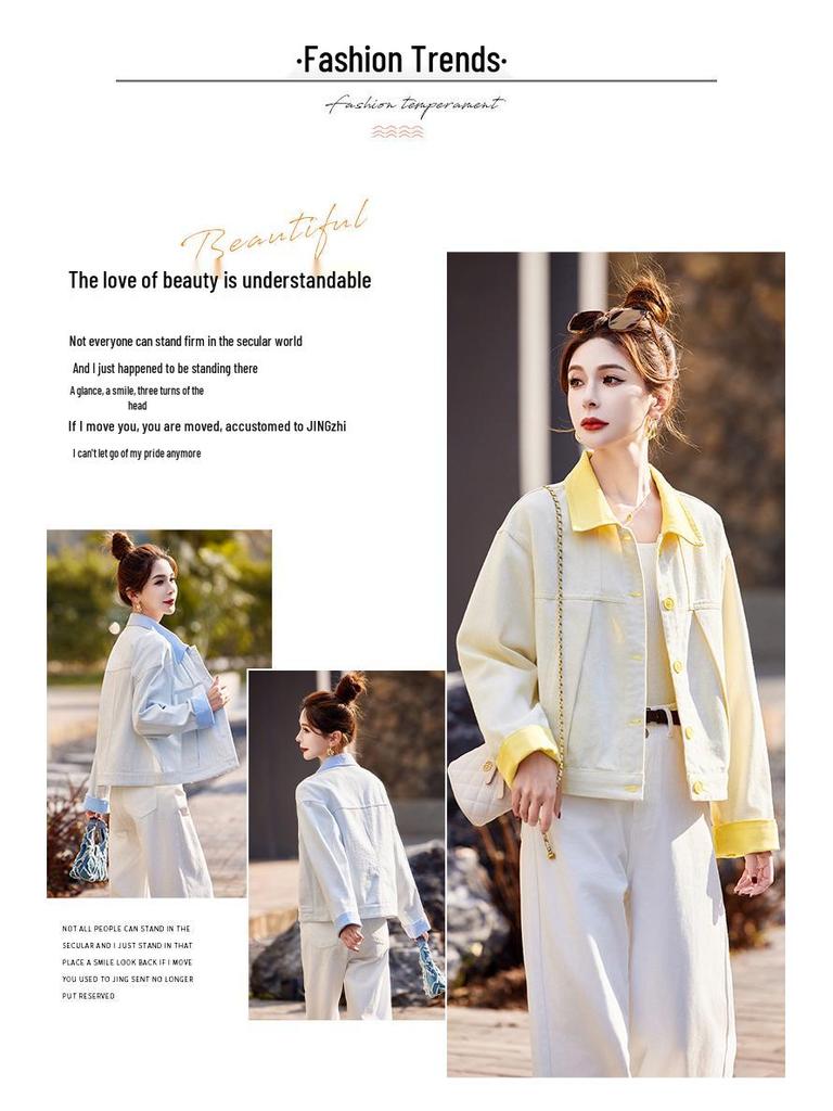 2025 Spring Women's Korean Slim Fit Washed Cotton Casual Jacket