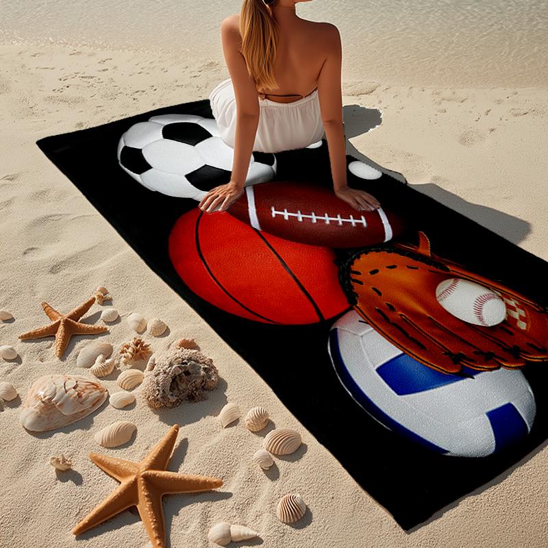 Sports Equipment Collection Beach Towel, Super Soft Microfiber, Gift for Her/Him, Birthday, for Pool, Beach, Travel, Home Decor Fan gifts