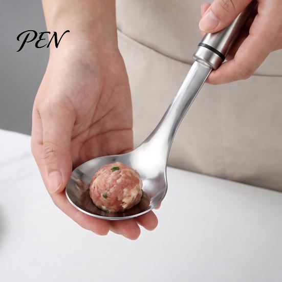 Durable Metal Food Scoop 2Pcs 304 Stainless Steel Meatball Maker, Non-Stick for Nonstick Spoon Homemade Meatballs, Versatile Kitchen Tool Fruit Melon
