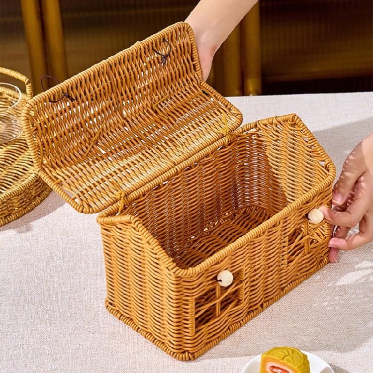 Picnics Basket Handled Woven Rattan Portable Designs for Outdoor Gatherings Home Storage Creative House Shape Baskets