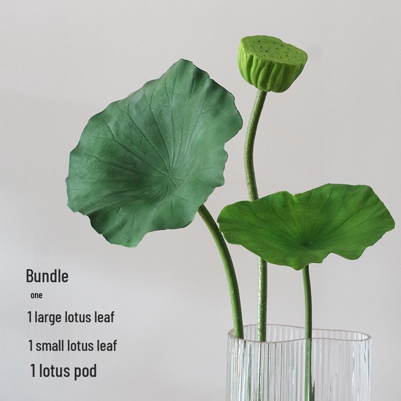 Chinese Lotus Artificial Flower Decoration for Living Room and Dining Table - Realistic Floral Arrangement with Lotus Leaf.